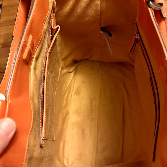 Ann Taylor Orange Leather Square Tote - Picture 9 of 13
